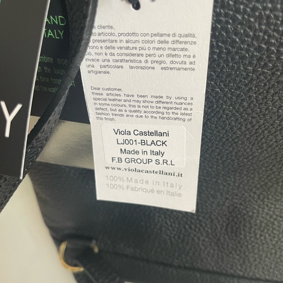 VIOLA CASTELLANI  beautiful Italian Black Leather Backpack Bag NWT. - Picture 8 of 8